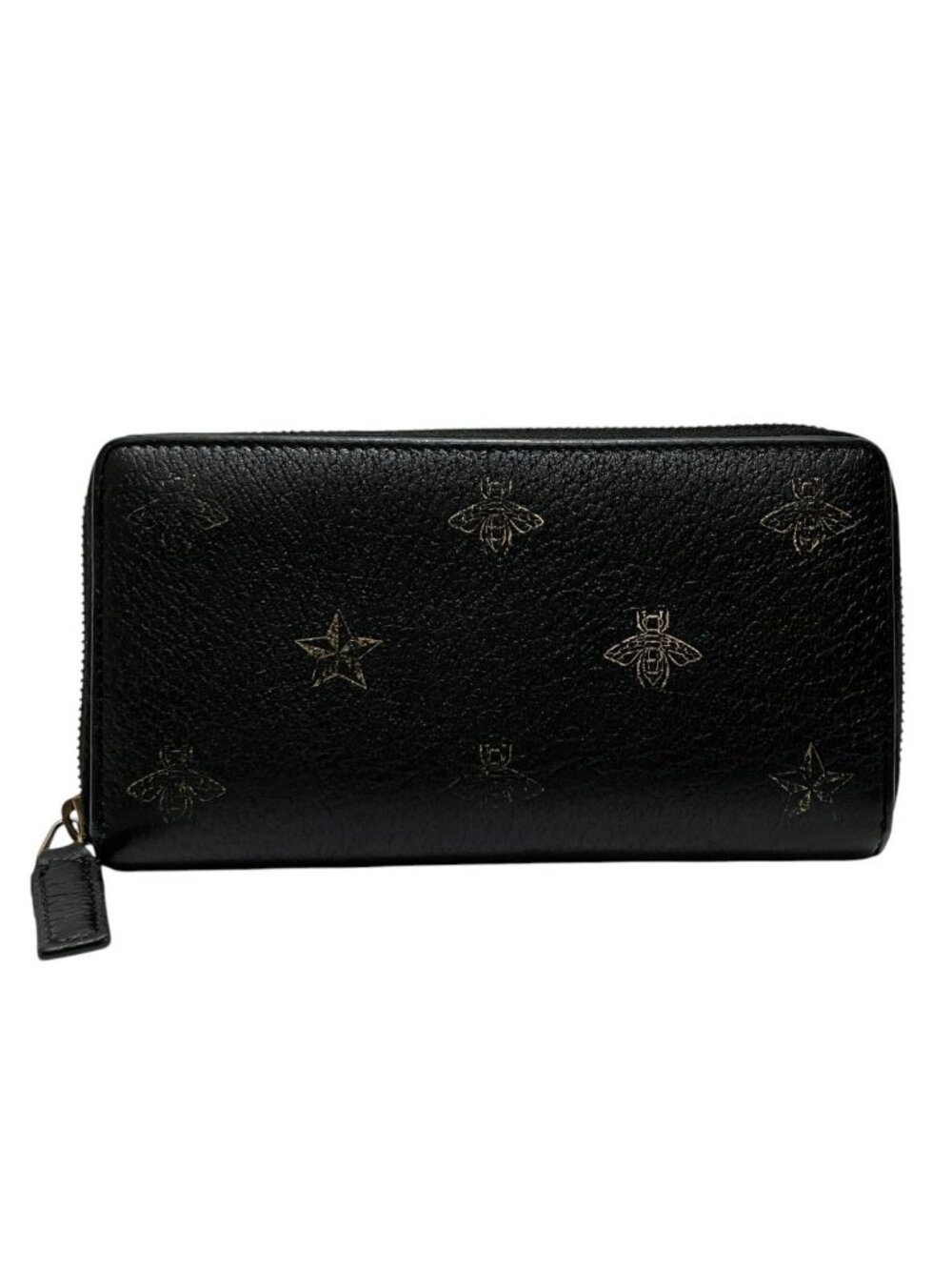 Gucci Bee & Star Round Zip Wallet Leather